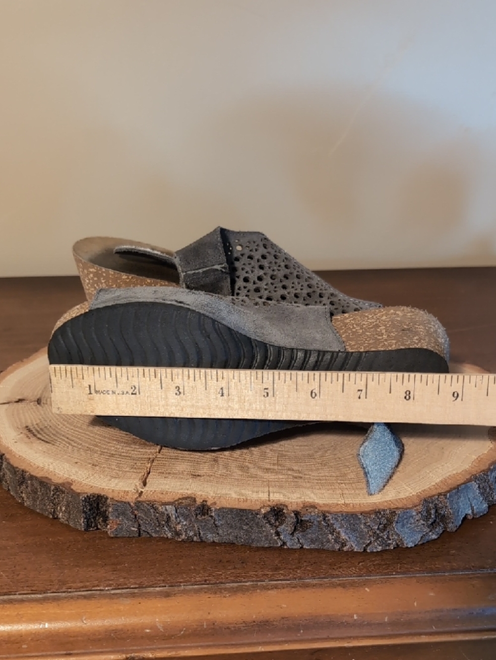 Wedge Slingback Sandals in Gray Slate Blue - Picture 10 of 12